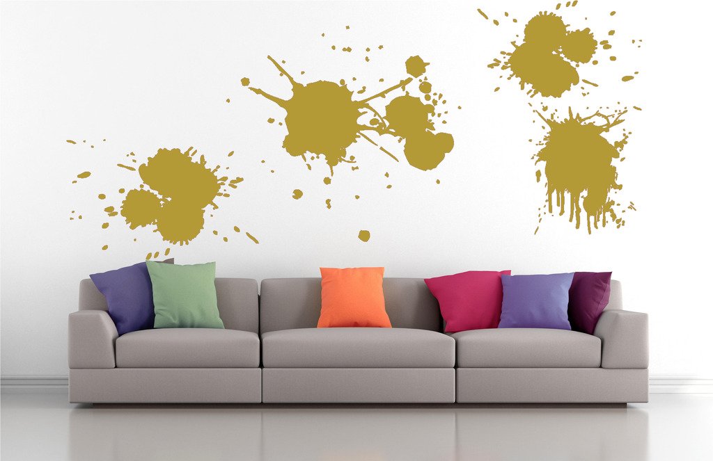 Picniva Paint Splashes Wall Decals, Gold, 10 in Height, DOTPR08A
