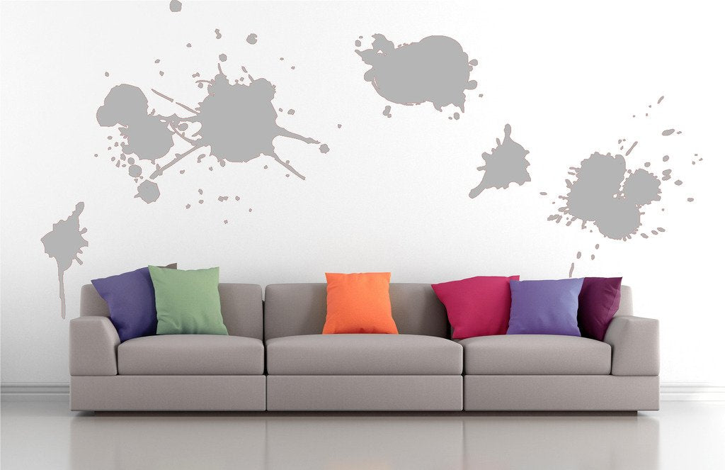 Picniva Blots Drips Wall Decals, Silver, 10 in Height, DOTPR09A