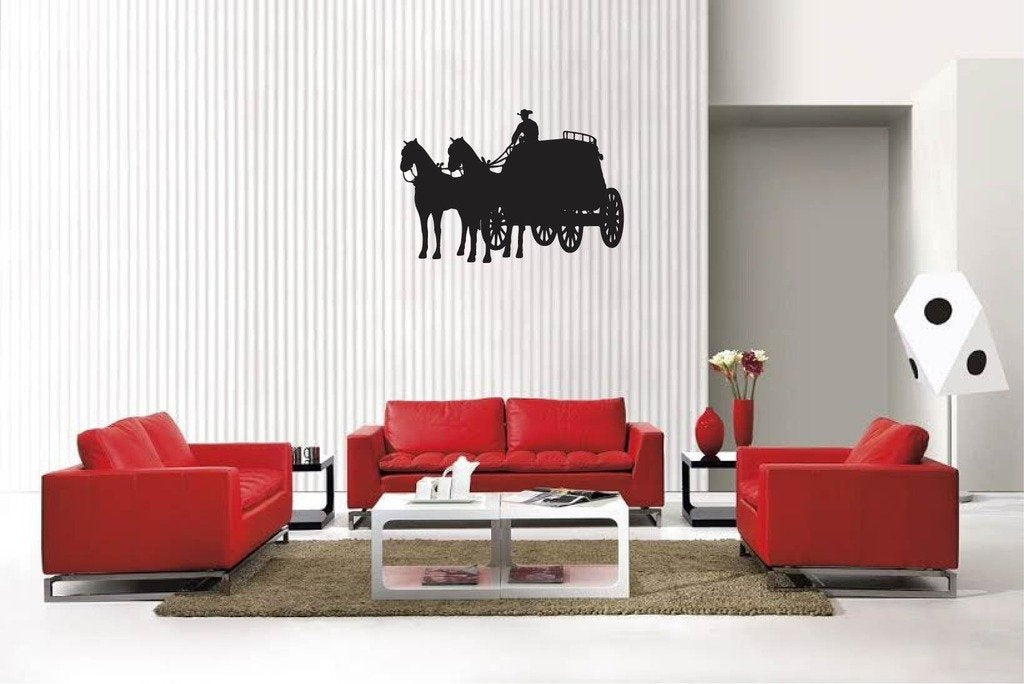 Picniva Matte Black Stagecoach Style 5a Vinyl Wall Decal Western Rustic