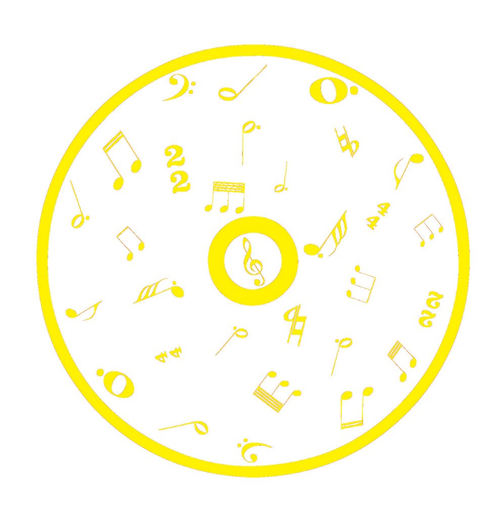 Picniva Outline CD Music Symbols Wall Decal for Musicians