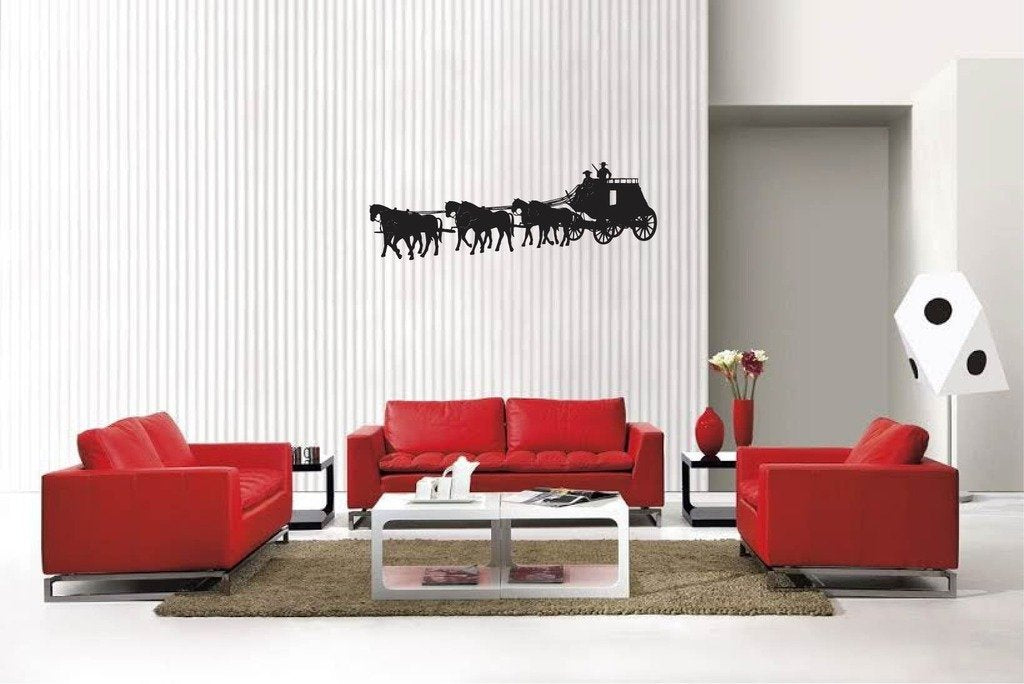 Picniva Matte Black Stagecoach Vinyl Wall Decal Western Rustic Decor