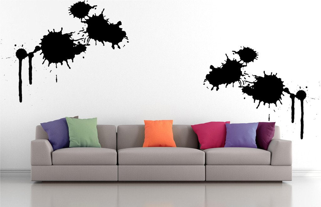 Picniva Paint Blots Wall Decals, Black, 10 in Height, DOTPR05A