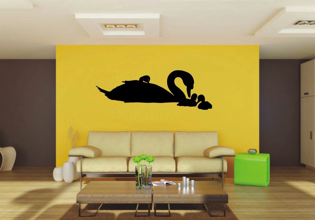 Picniva Swan Sty1 Vinyl Wall Decal, Approx 22 x 7.5 in, Removable
