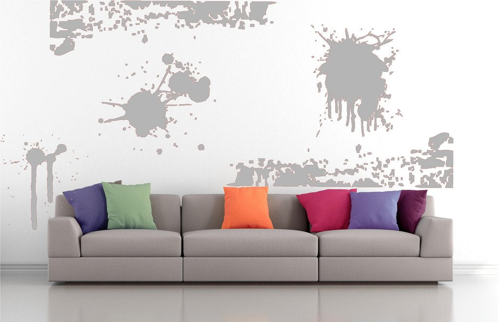 Picniva Drips Border Mix Wall Decals, Silver, 10 in Height, DOTPR14A