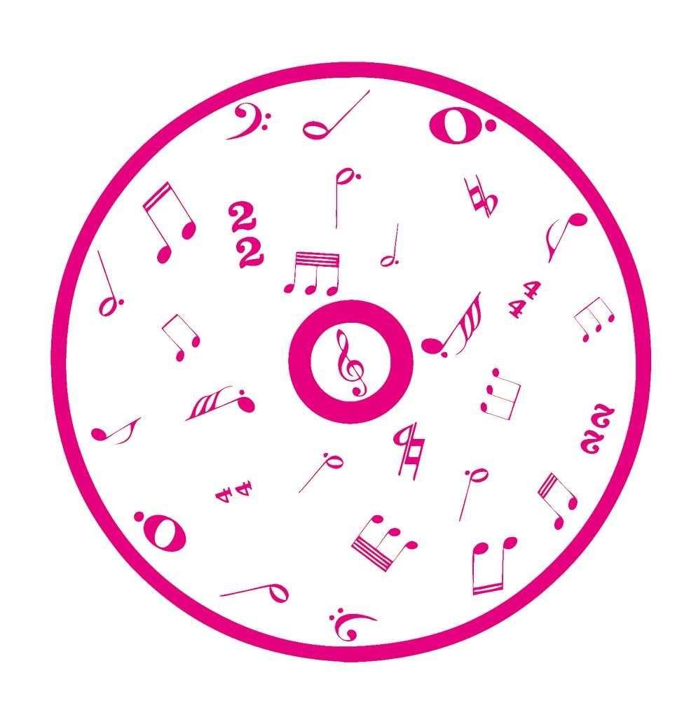Picniva Outline CD Music Symbols Wall Decal for Musicians