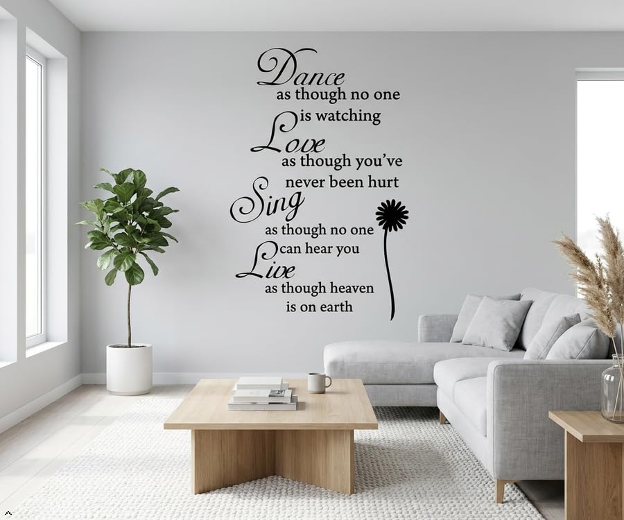Picniva Dance Love Sing Live Wall Decal, Black, Size 15 x 23