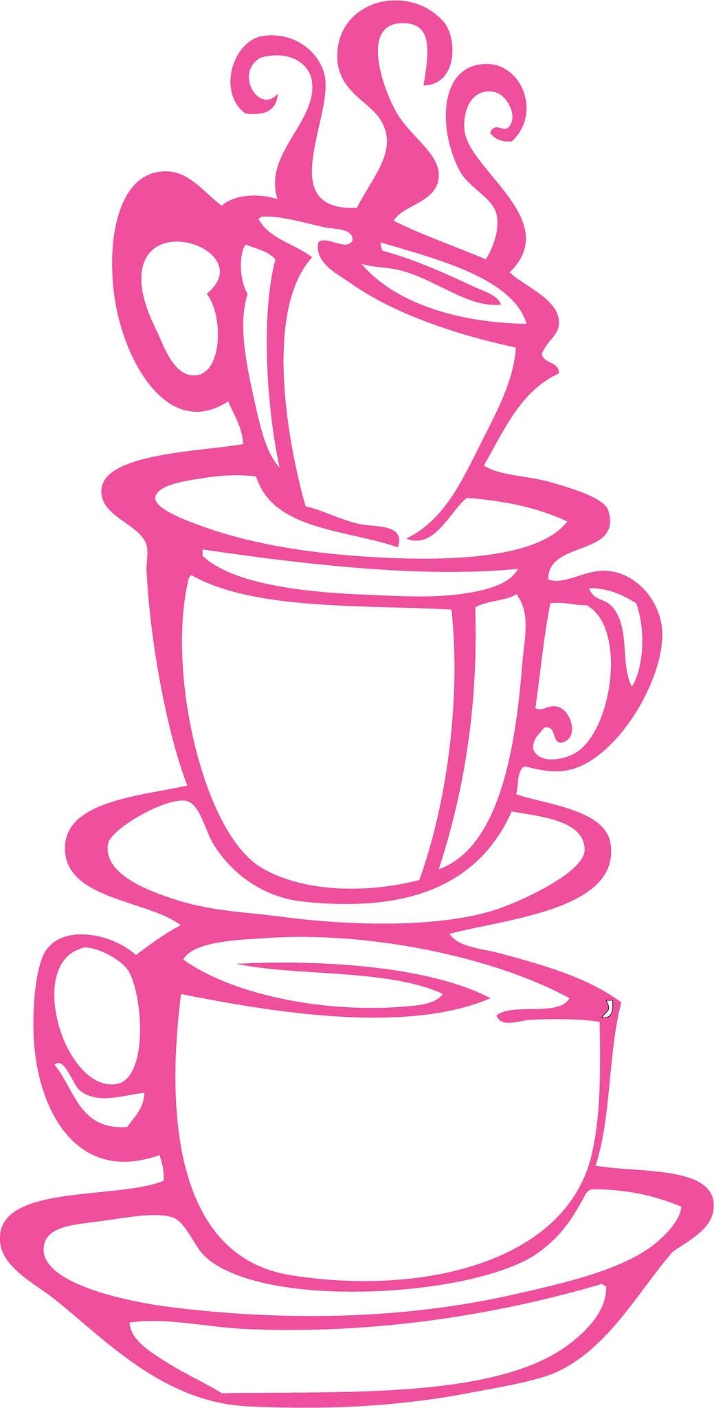 Picniva Coffee Cup Removable Vinyl Wall Decal for Kitchen, Pink, 15 x 8 in