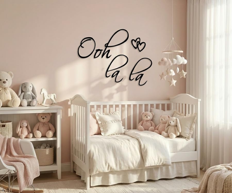OOH LA LA Paris France Hearts Love Quote Vinyl Wall Decal Decor Art Sticker - Size: 22"x 14"