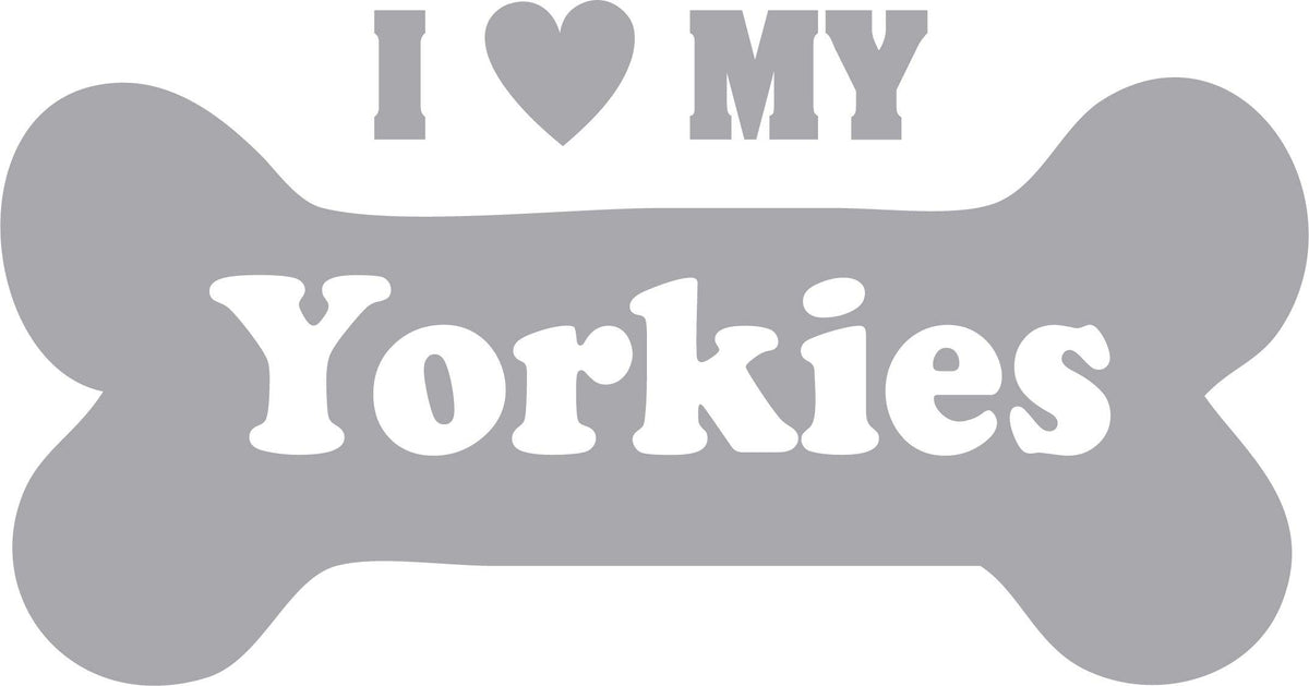 Decaltor I Love My Yorkies Vinyl Decal for Car Window Laptop, 5 in