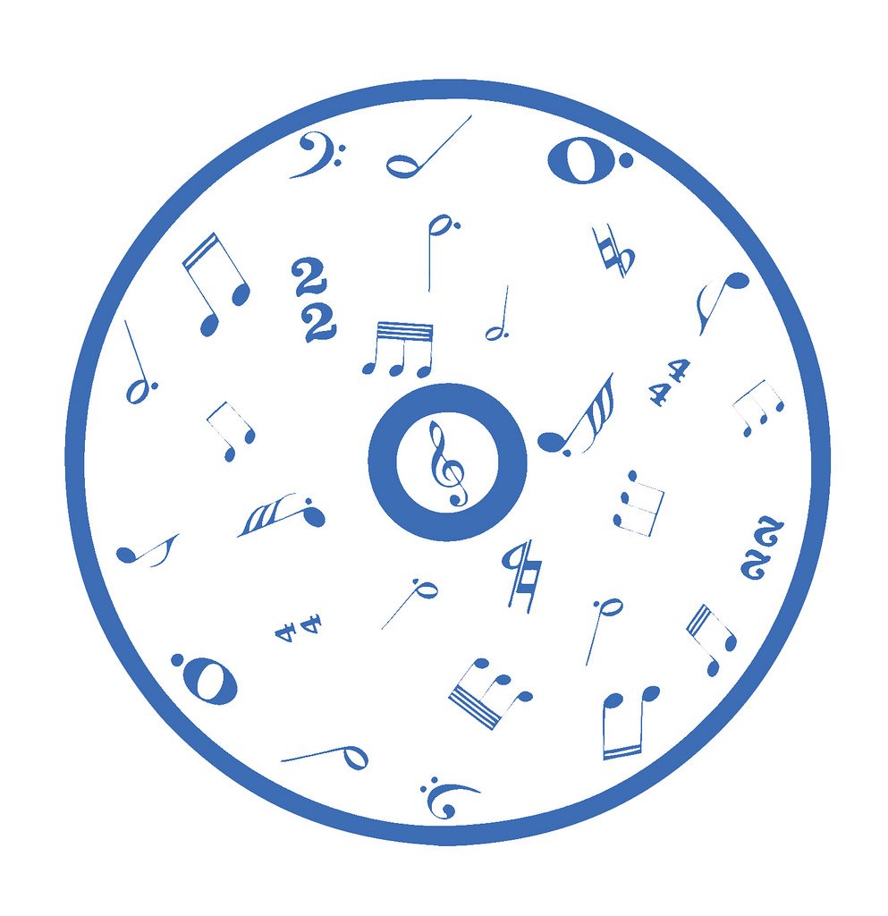 Picniva Outline CD Music Symbols Wall Decal for Musicians