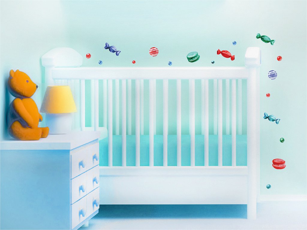 Picniva Macaron Candy Clear Vinyl Wall Stickers, A2, 4 in Tallest