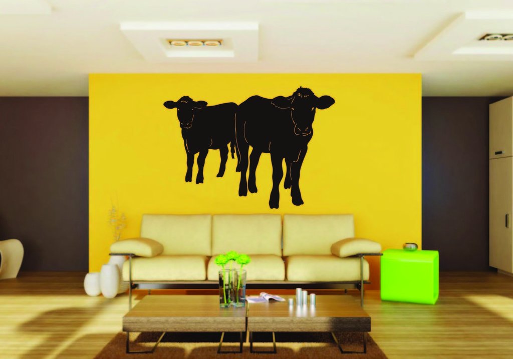 Picniva Cow Sty37 Vinyl Wall Decal, Approx 22 x 17.6 in, Removable
