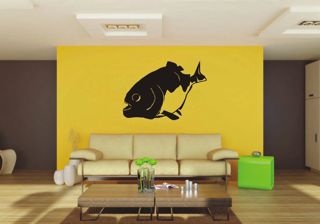 Picniva Piranha Sty4 Vinyl Wall Decal, Approx 31.4 x 22 in, Removable