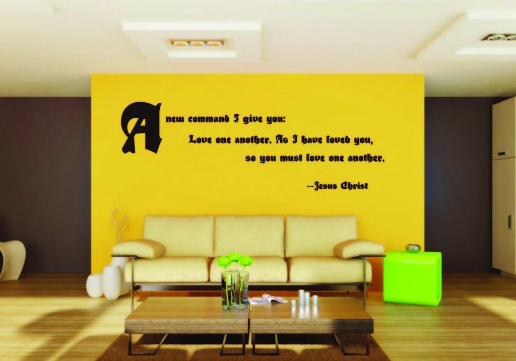Picniva Jesus Christ New Command Quote Vinyl Wall Decal, Approx 22 x 10 in