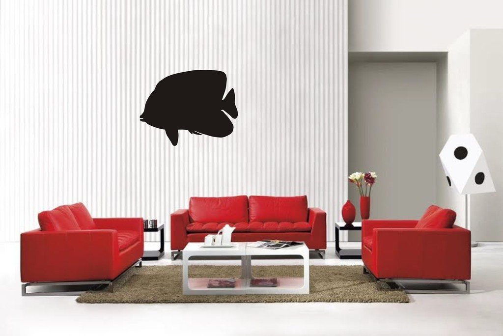 Picniva Angelfish Style 1A Vinyl Wall Decal, Matte Black, 22 x 17.06 in
