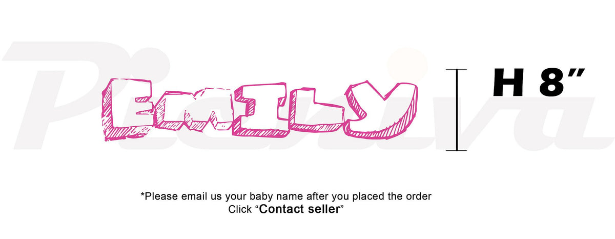 Picniva Custom Baby Name Wall Decal, Pink Butterfly, Font One
