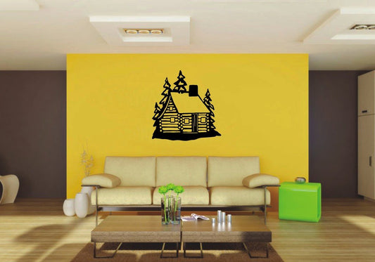 Picniva 22x22.49 Log Cabin Style 5 Vinyl Wall Decal Nature