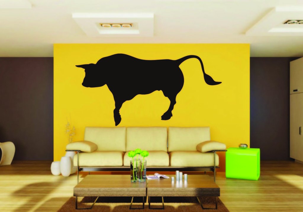 Picniva Bull Sty4 Vinyl Wall Decal, Approx 22 x 13.2 in, Removable