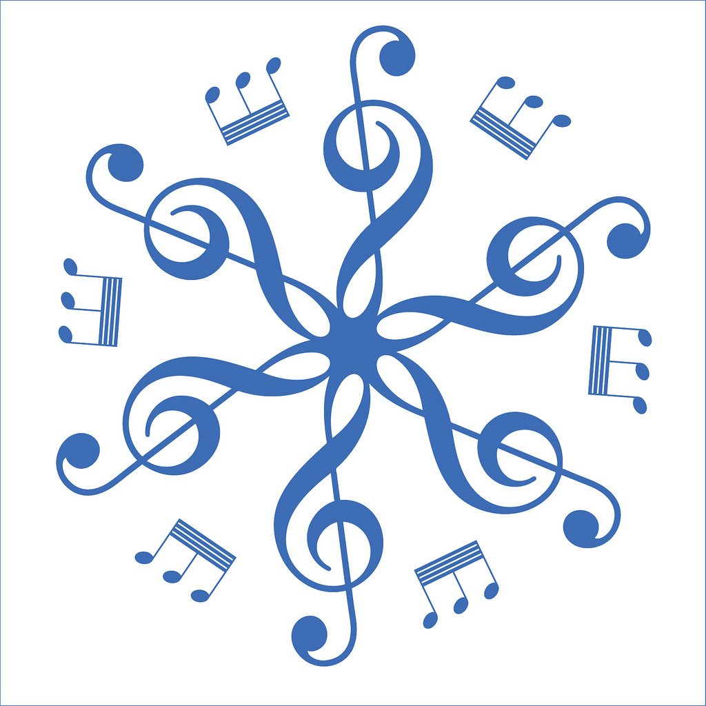 Picniva Six Treble Clefs Rosette Wall Decal for Musicians