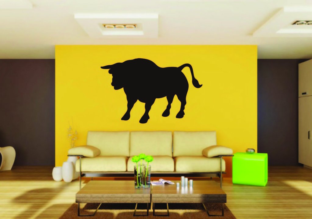 Picniva Bull Sty11 Vinyl Wall Decal, Approx 22 x 15.4 in, Removable