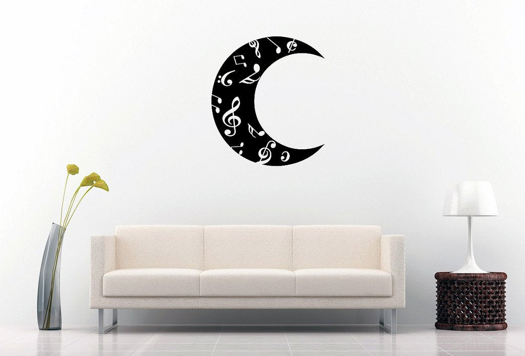 Picniva Crescent Moon Music Notes Wall Decal for Musicians