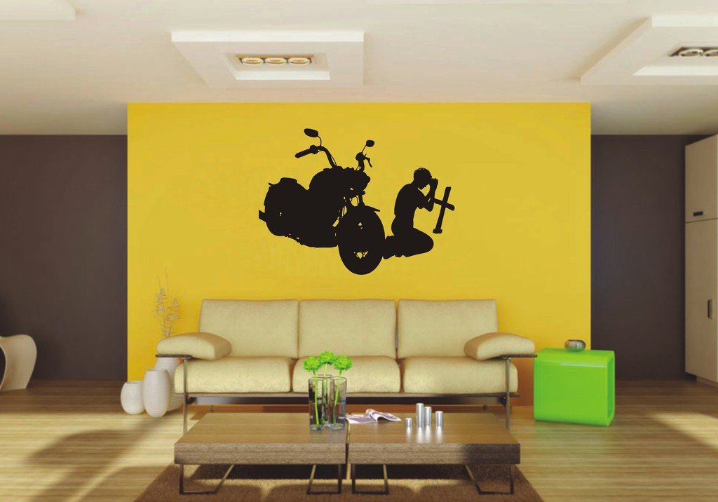 Picniva Motorcycle Sty7 Vinyl Wall Decal, Approx 22 x 16.42 in, Removable
