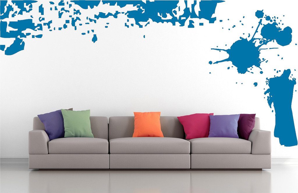 Picniva Border Paint Streak Wall Decals, Blue, 10 in Height, DOTPR11A