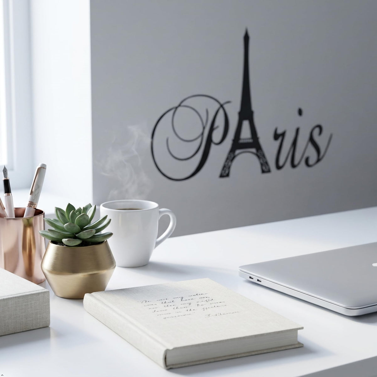 Decaltor Paris Eiffel Tower Vinyl Wall Decal for Girls Bedroom Decor