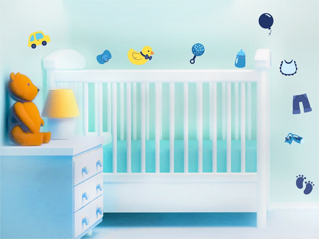 Picniva Baby Boy Clear Vinyl Wall Stickers, A1, 5 in Tallest
