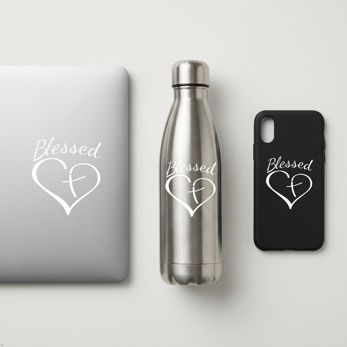 Decaltor Blessed Cross Heart Vinyl Decal