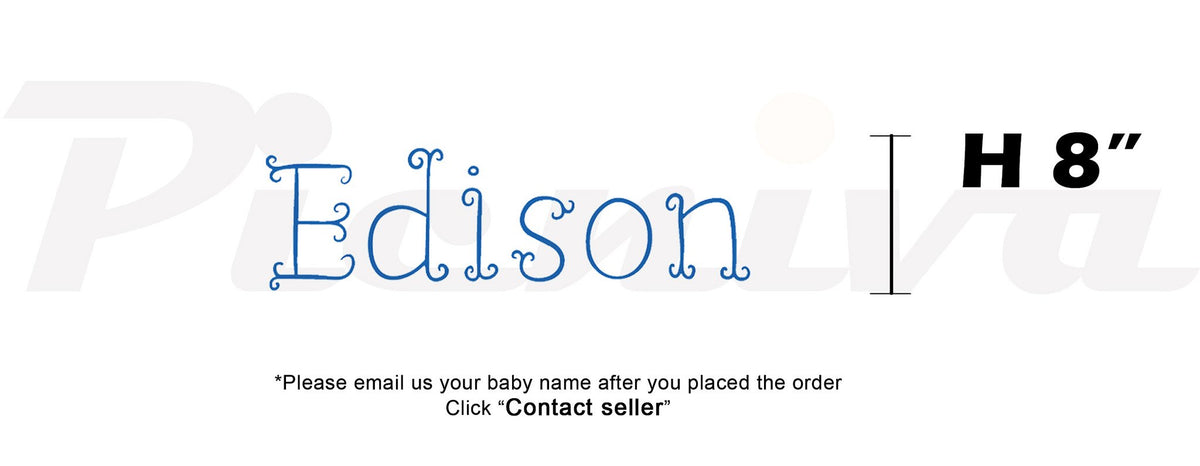 Picniva Custom Baby Name Wall Decal, Blue Butterfly, Font Five