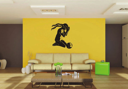 Picniva Soccer Girl Sty52 Vinyl Wall Decal, Approx 22 x 26.1 in, Removable