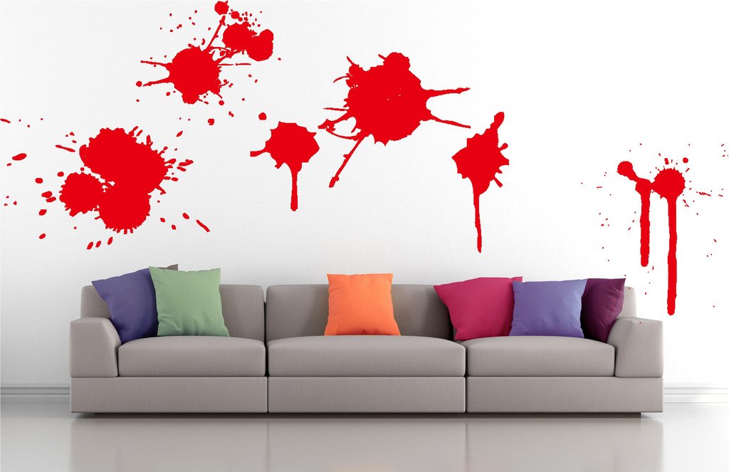 Picniva Paint Splash Mix Wall Decals, Red, 10 in Height, DOTPR15A
