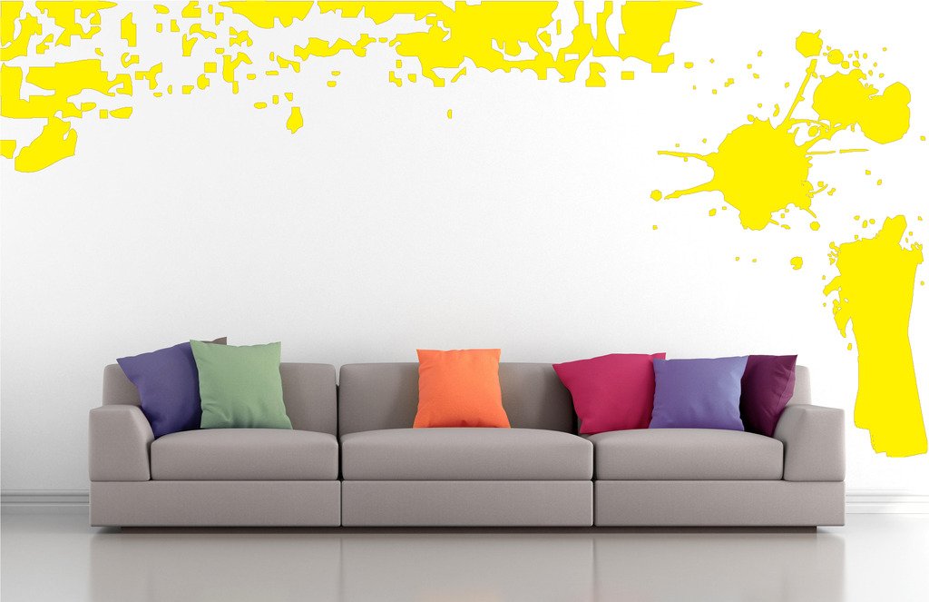Picniva Border Paint Streak Wall Decals, Yellow, 10 in Height, DOTPR11A
