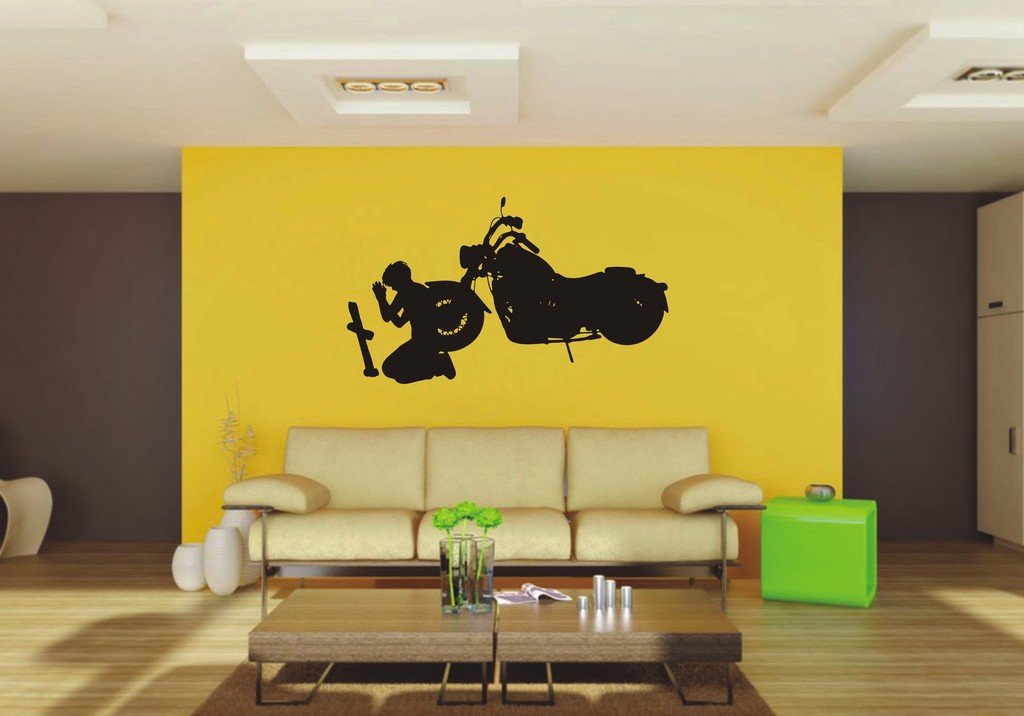 Picniva Motorcycle Sty5 Vinyl Wall Decal, Approx 22 x 12.78 in, Removable
