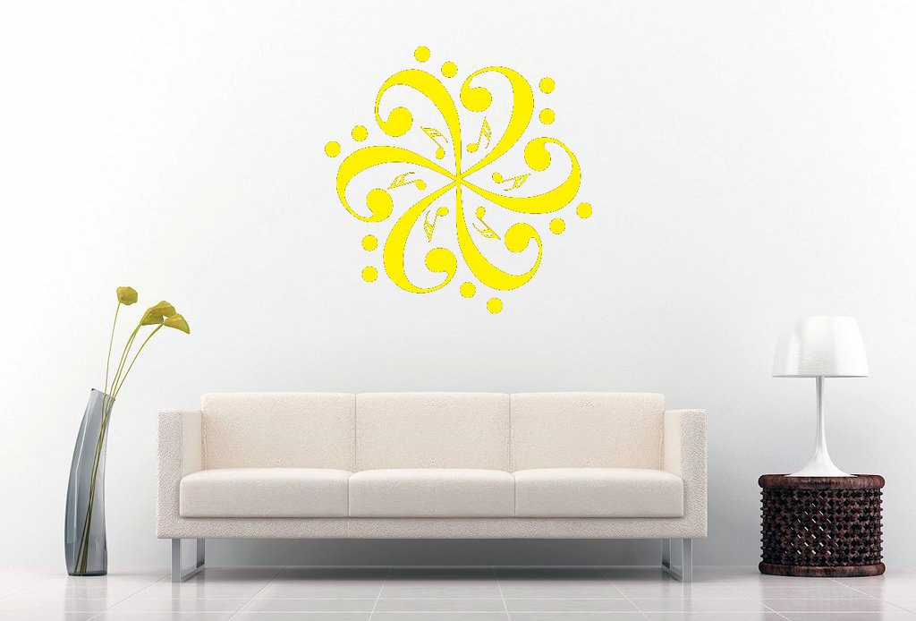 Picniva Six Bass Clefs Pinwheel Wall Decal, Yellow 10 in