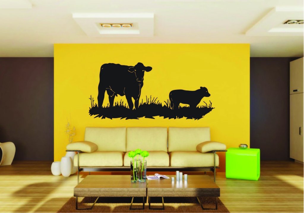 Picniva Cow Sty69 Vinyl Wall Decal, Approx 22 x 11 in, Removable