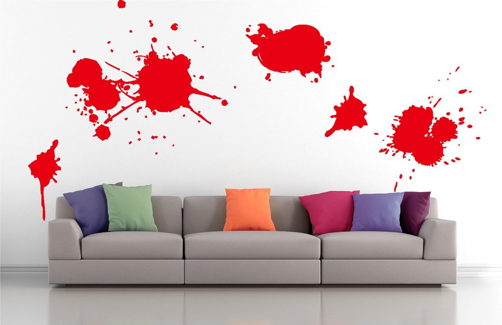 Picniva Blots Drips Wall Decals, Red, 10 in Height, DOTPR09A