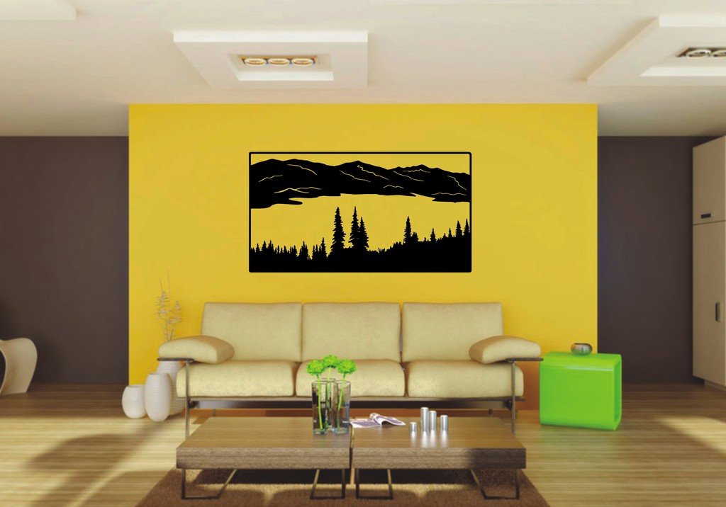 Picniva 22x11.92 Mountain Style 14 Vinyl Wall Decal Nature