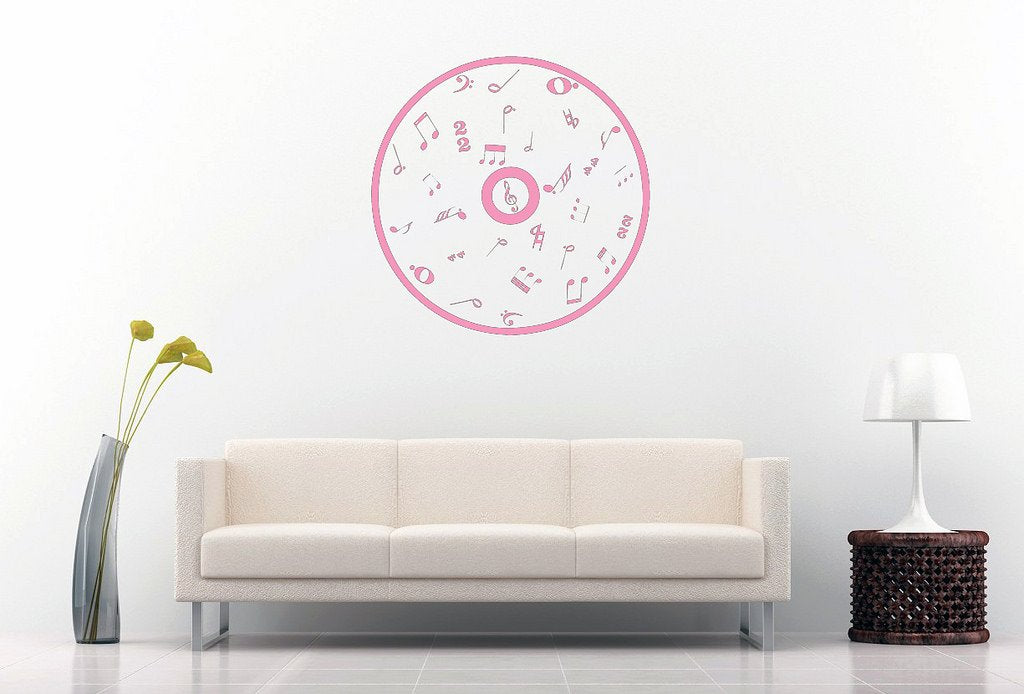 Picniva Outline CD Music Symbols Wall Decal, Bubblegum Pink 10 in