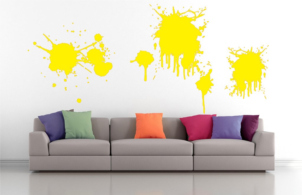 Picniva Dripping Splatters Wall Decals, Yellow, 10 in Height, DOTPR07A