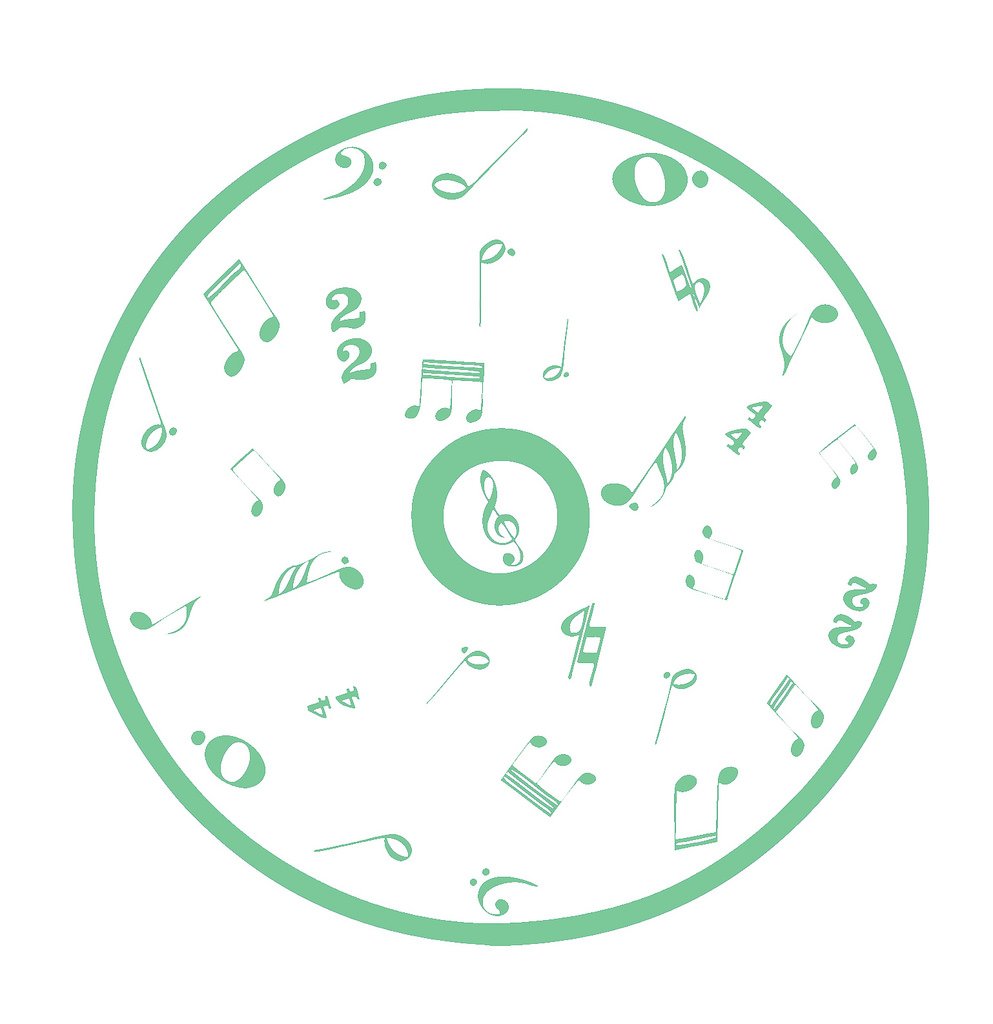 Picniva Outline CD Music Symbols Wall Decal, Mint 10 in
