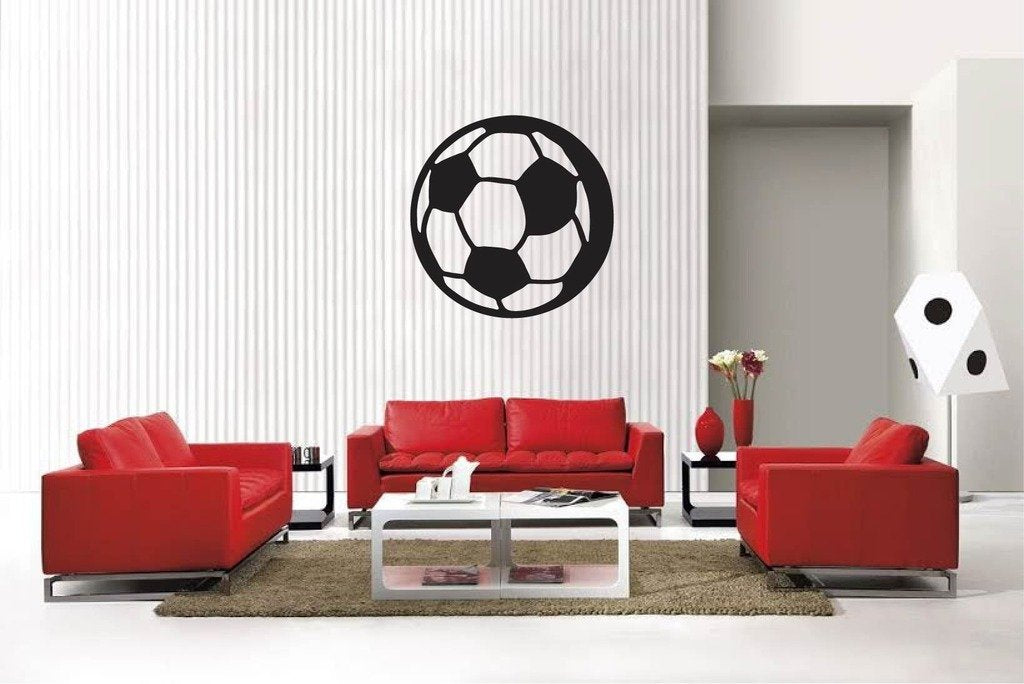 Picniva Matte Black Soccer Ball Style 1 Vinyl Wall Decal Sports Decor