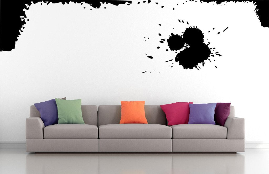 Picniva Splatter Corners Wall Decals, Black, 10 in Height, DOTPR01A