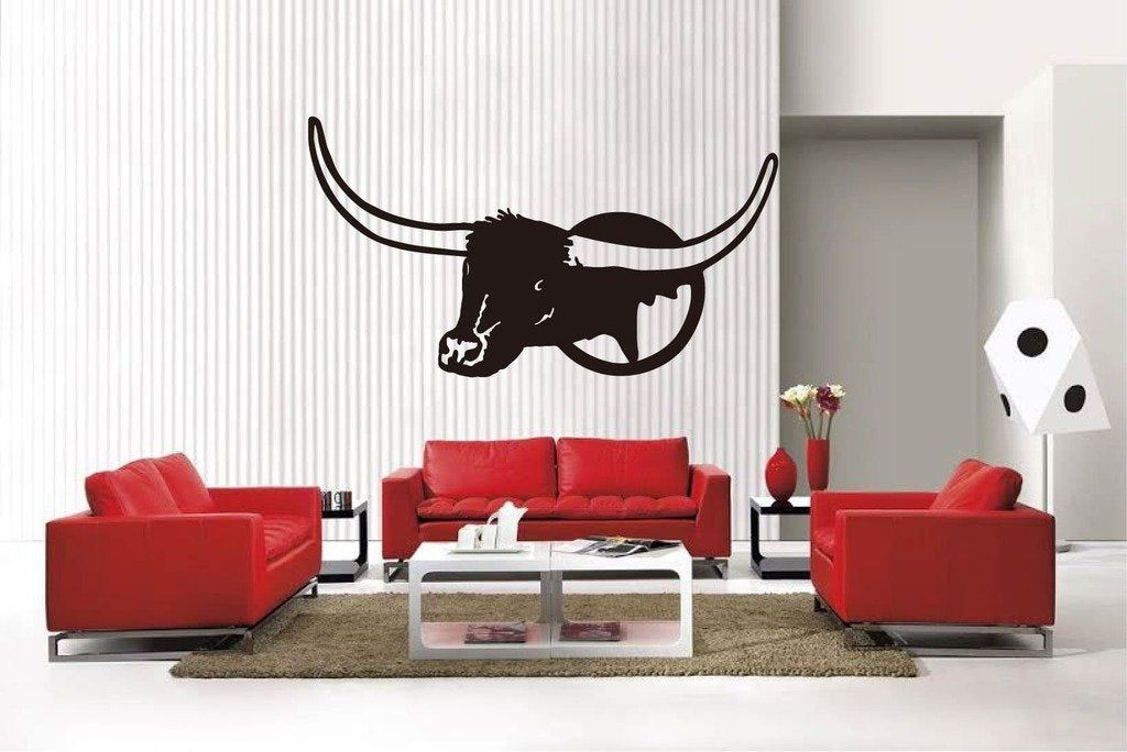 Picniva Matte Black Cattle Style 2 Vinyl Wall Decal Farm Ranch Decor