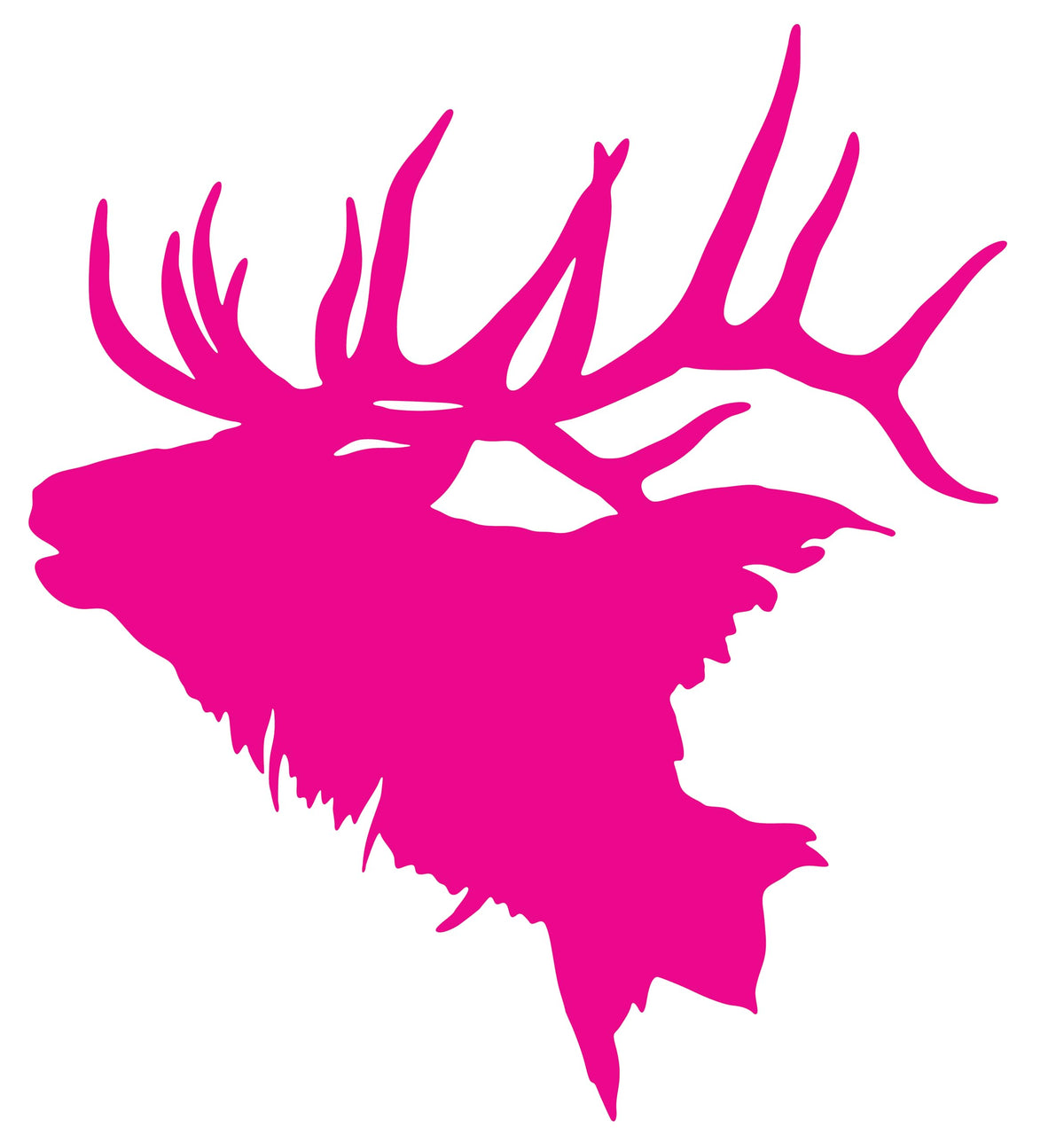 Picniva Elk Head Vinyl Car Decal, Pink, 20 in Wide
