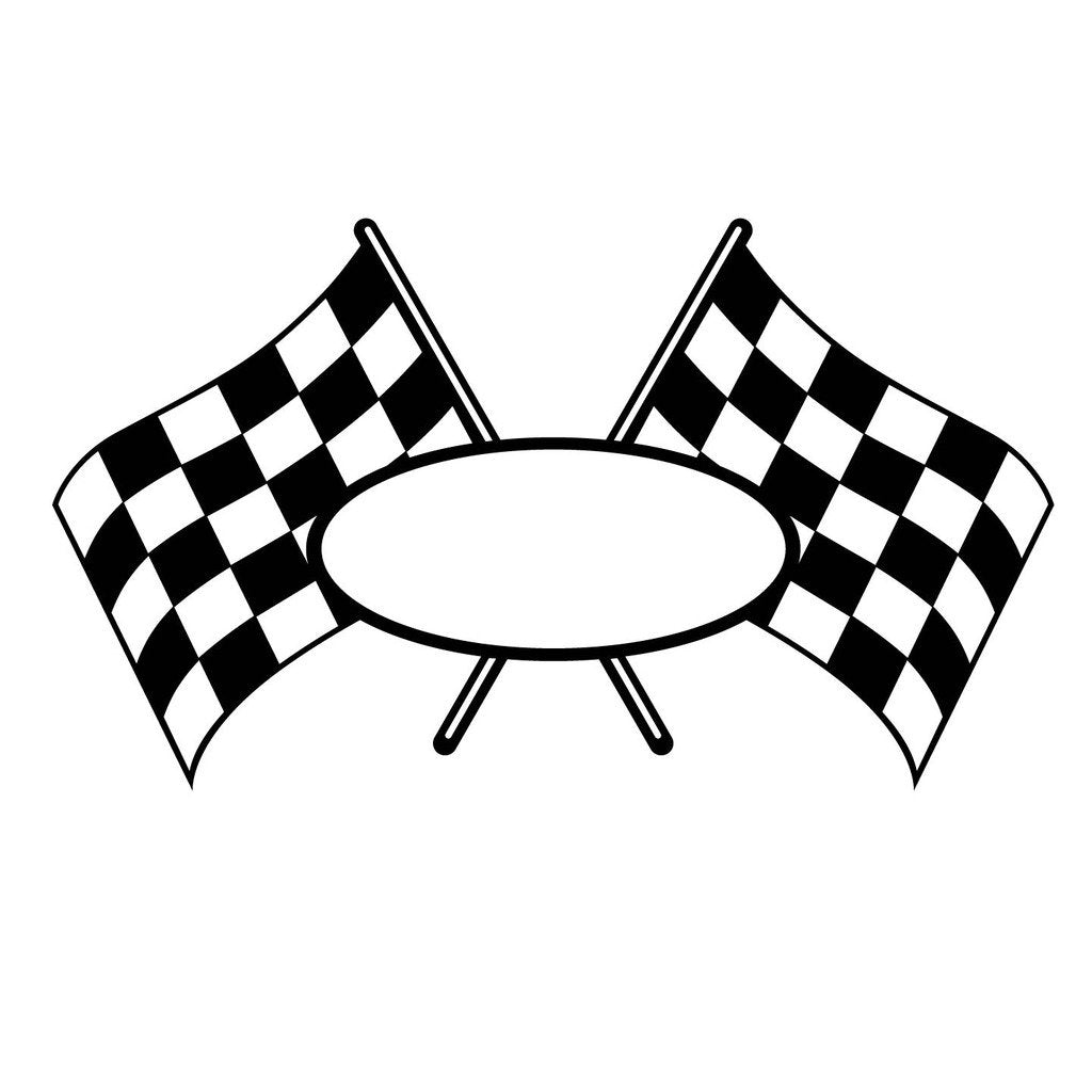 Picniva Custom Name Racing Flags Vinyl Car Body Side Decals, Two Pack