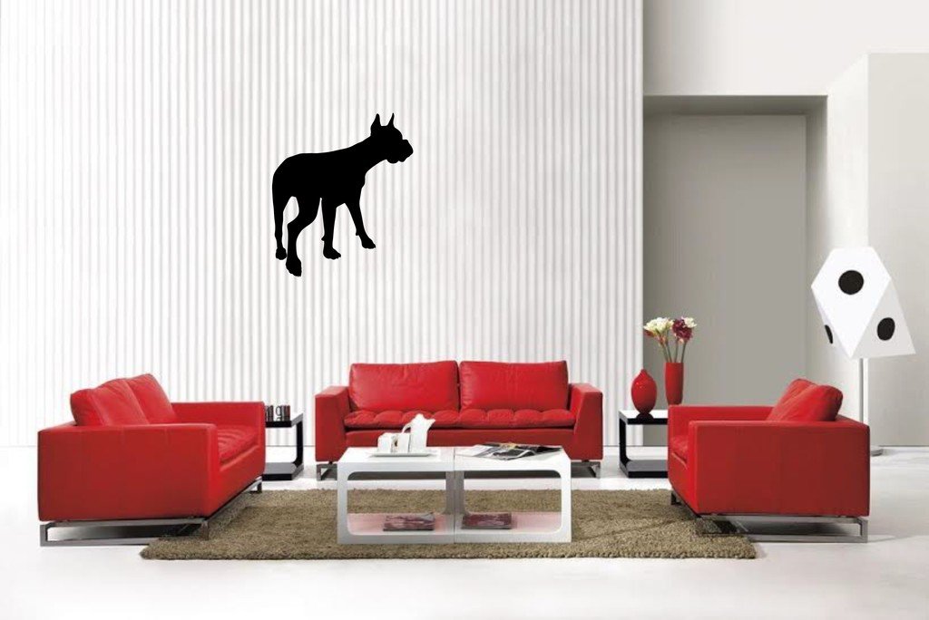 Picniva Matte Black Boxer Style 31 Vinyl Wall Decal Pet Animal Decor