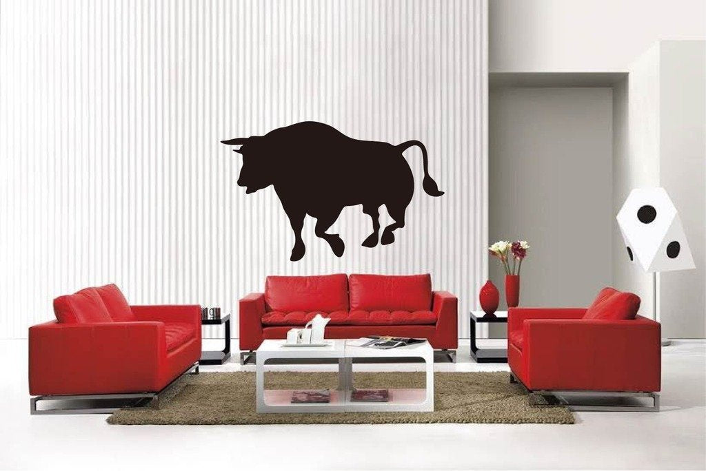 Picniva Matte Black Bull Style 12a Vinyl Wall Decal Farm Ranch Decor