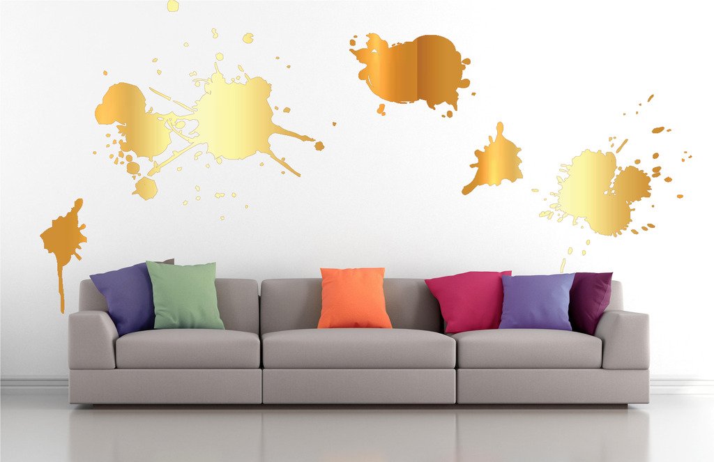 Picniva Blots Drips Wall Decals, Gold (Chrome Mirror), 10 in Height